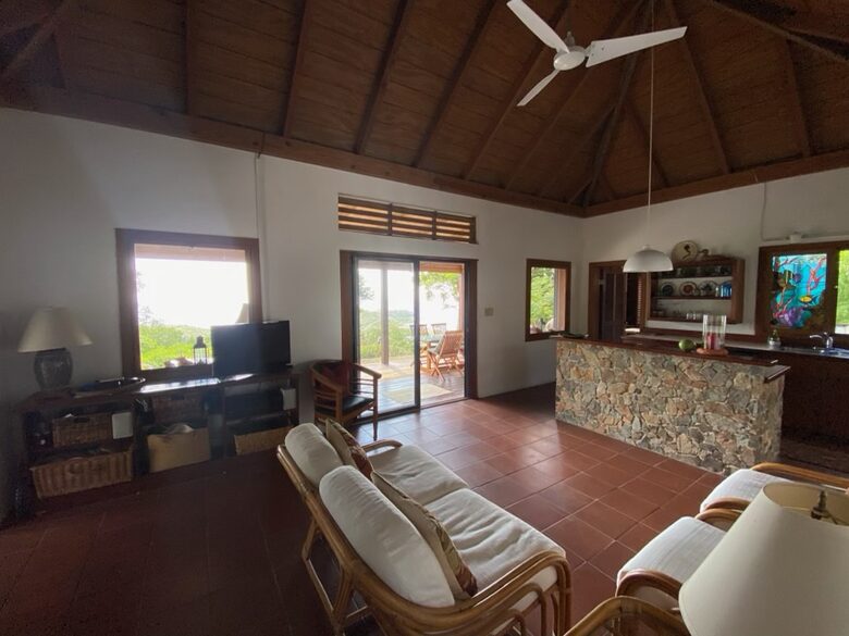 Home Exchange in St. John, USVI, Living and kitchen