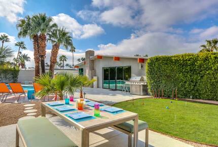 Home Exchange in Palm Springs, CA, outdoor dining and grill