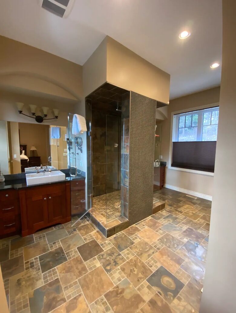 Home Exchange in British Columbia master bath walk in shower