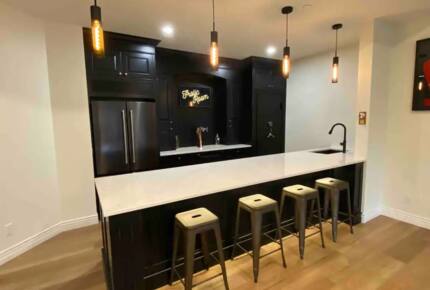 Home Exchange in British Columbia basement bar kitchen