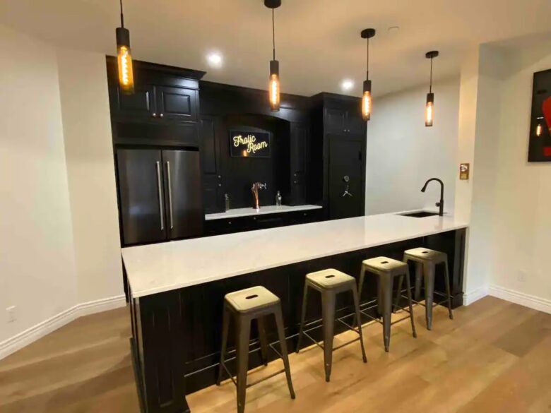 Home Exchange in British Columbia basement bar kitchen