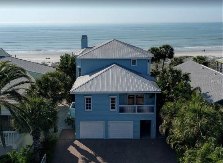 Home Exchange in Indian Shores, FL, beach blue home on ocean