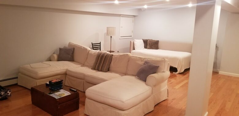 Home Exchange in Jamestown, RI, finished basement living area
