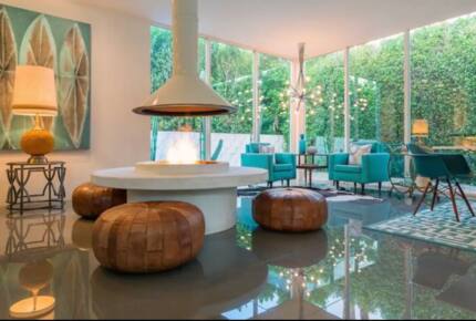 Home Exchange in Palm Springs, CA, unique and stunning fireplace