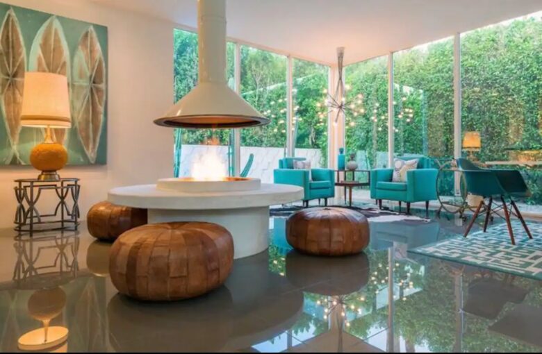Home Exchange in Palm Springs, CA, unique and stunning fireplace