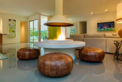 Home Exchange in Palm Springs, CA, teardrop detailed fireplace