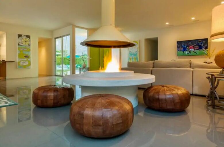 Home Exchange in Palm Springs, CA, teardrop detailed fireplace