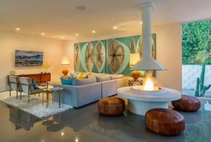 Home Exchange in Palm Springs, CA, teardrop fireplace