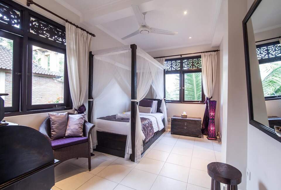Home exchange in Ubud, Bali, third bedroom with garden view