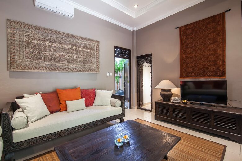 Home exchange in Ubud, Bali, family room with flatscreen TV