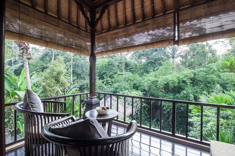 Home exchange in Ubud, Bali, master bedroom balcony overlooking jungle