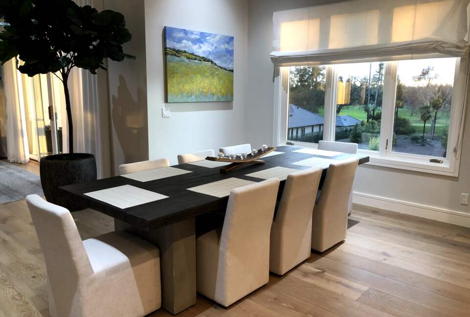 Dining table with seating for 8