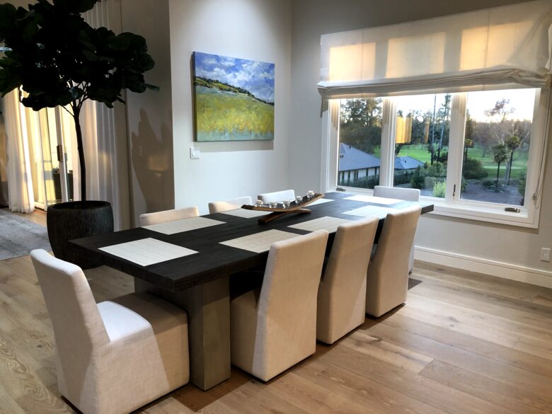 Dining table with seating for 8