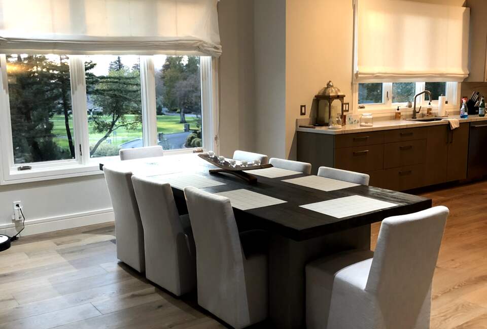 Dining table with seating for 8