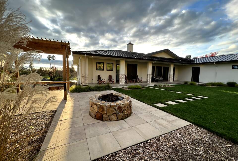 Private backyard with firepit