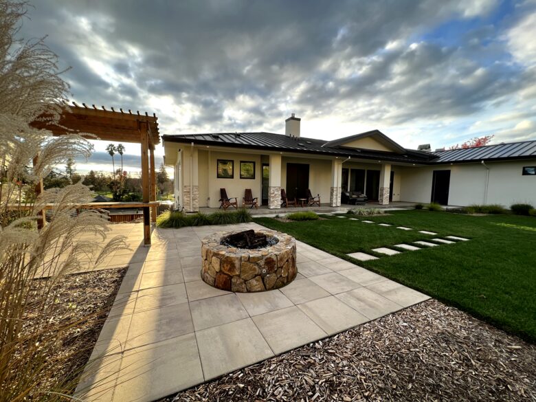 Private backyard with firepit