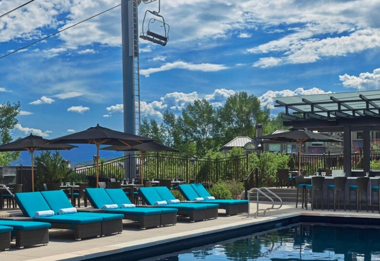 Outdoor pool with mountain views