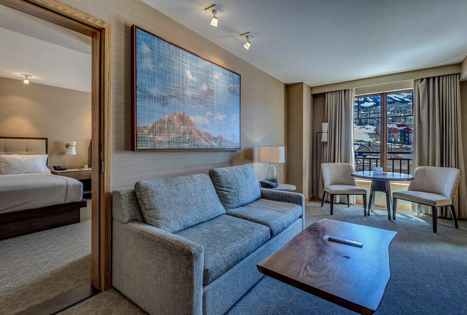 Living room with mountain views