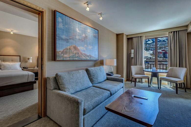 Living room with mountain views