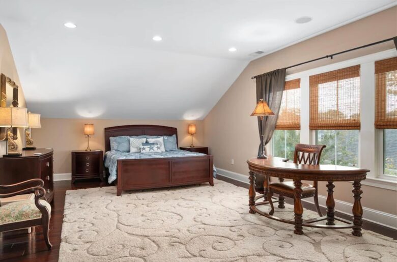 Large bedroom with bonus sitting area