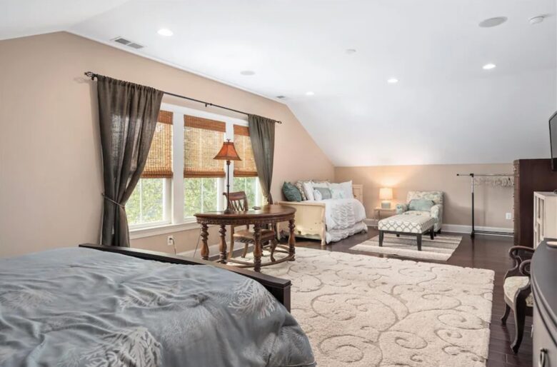 Large bedroom with bonus sitting area