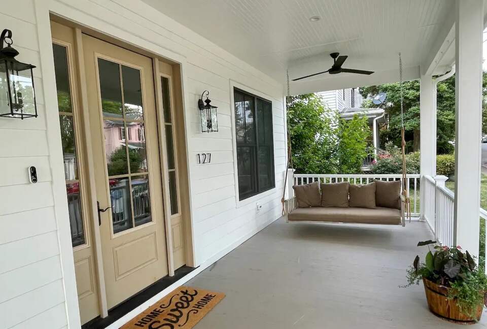 Home Exchange in Charlottesville, VA front porch swing