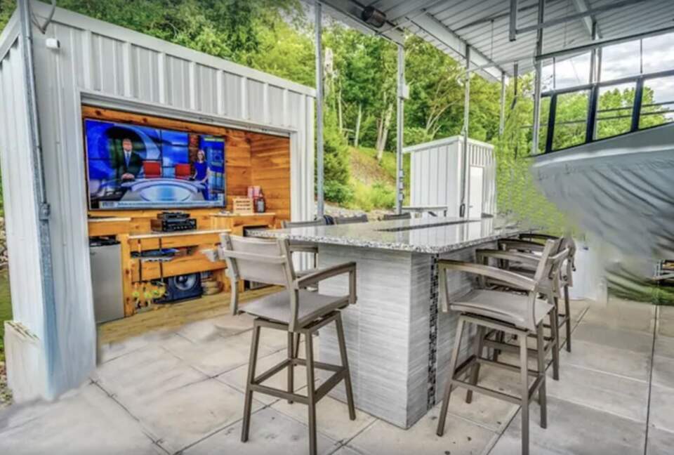 Entertainment bar with large screen TV