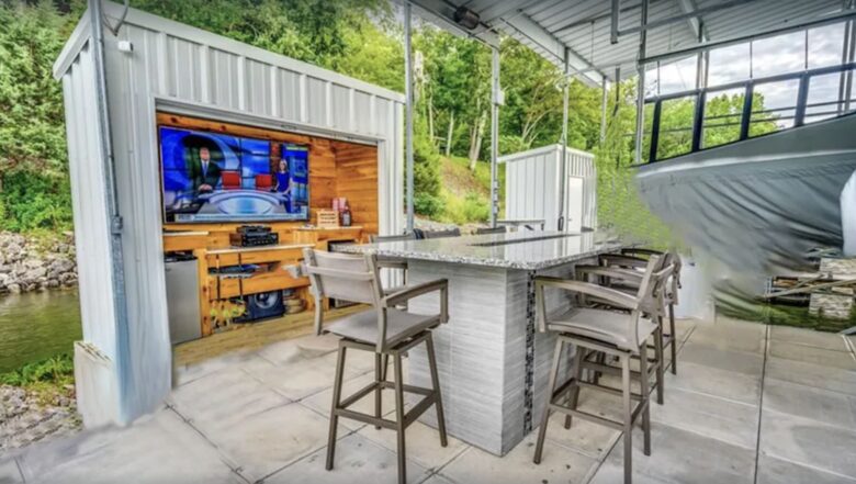 Entertainment bar with large screen TV