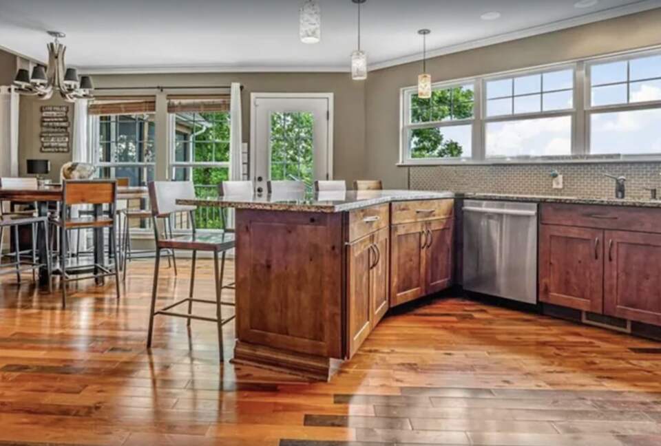 Spacious kitchen with access to covered patio