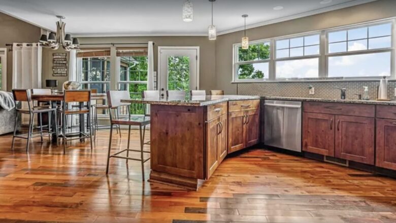 Spacious kitchen with access to covered patio