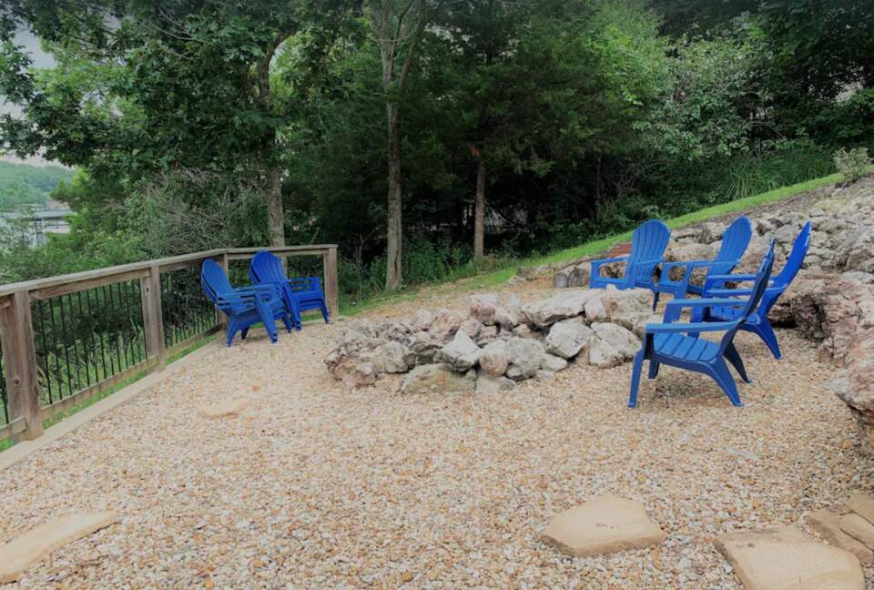 lounge area by a fire pit