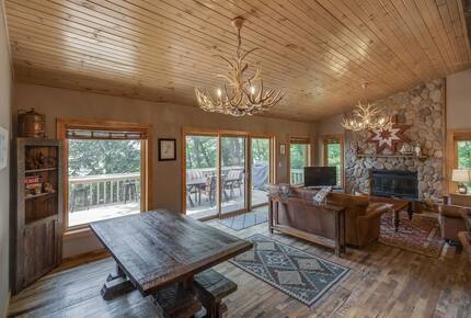 Home Exchange in Nisswa, MN, wood beam roof and floors