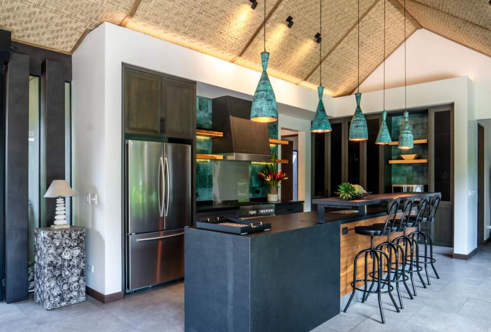 Chef's kitchen with eat-in island