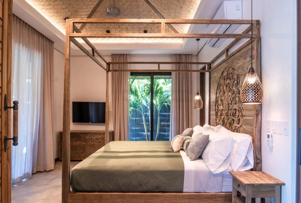 Master bedroom with access to patio