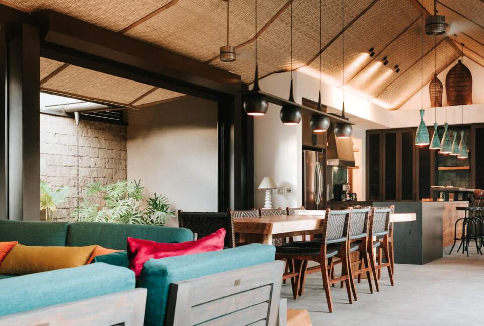 open living, dining and kitchen