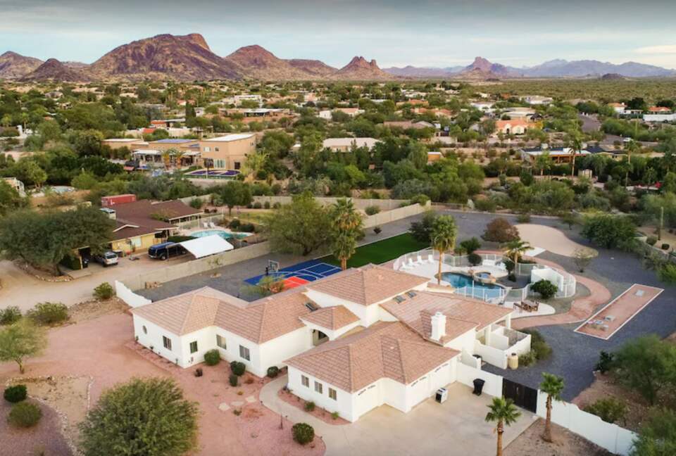 Ariel view with mountains