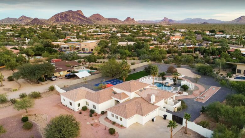 Ariel view with mountains