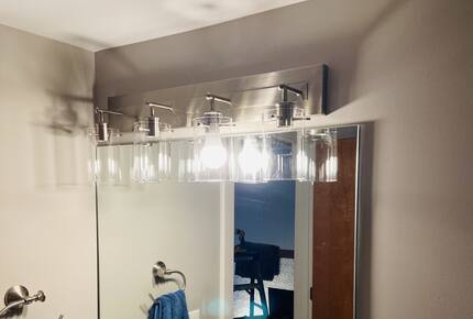 Home Exchange in Louisville, KY, renovated bathroom lights