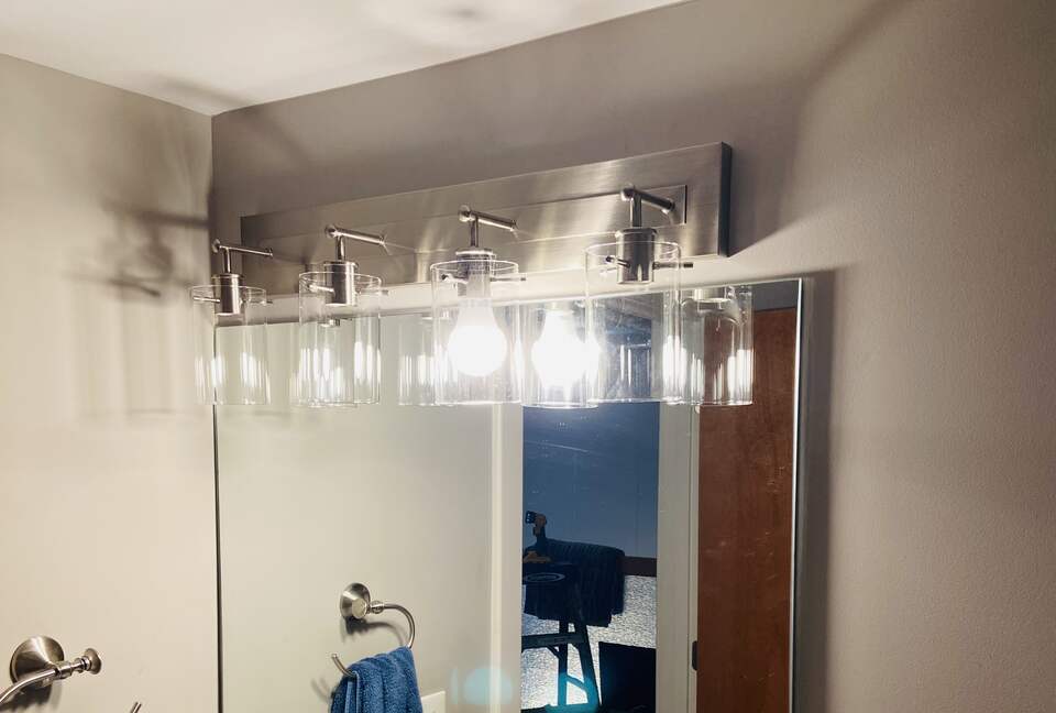Home Exchange in Louisville, KY, renovated bathroom lights