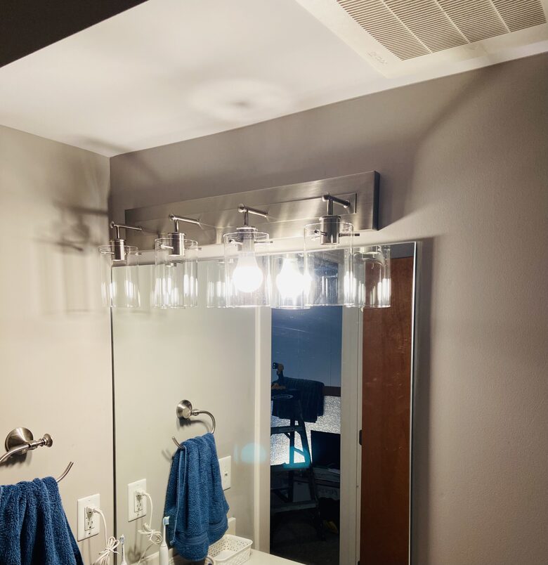 Home Exchange in Louisville, KY, renovated bathroom lights