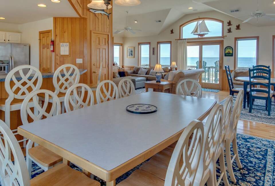 Large dining room with ocean views