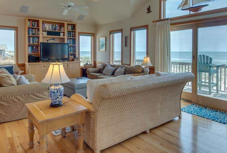 Large open living room with amazing views