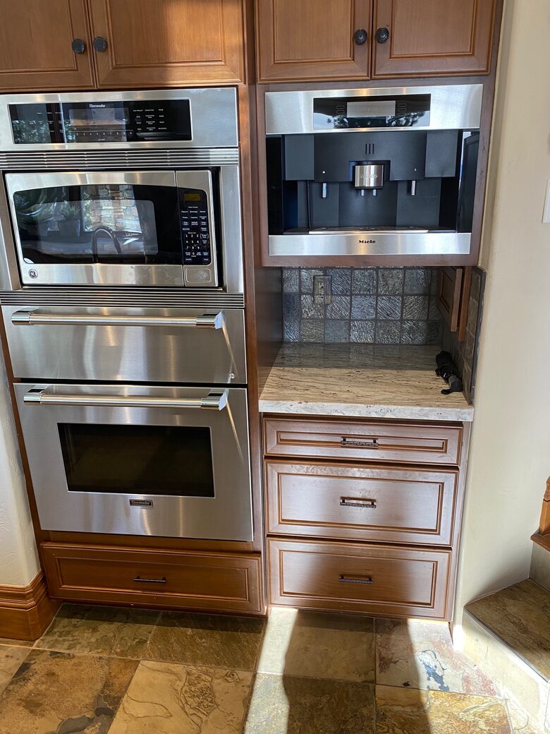Home Exchange in Incline Village, NV, kitchen with oven and microwave
