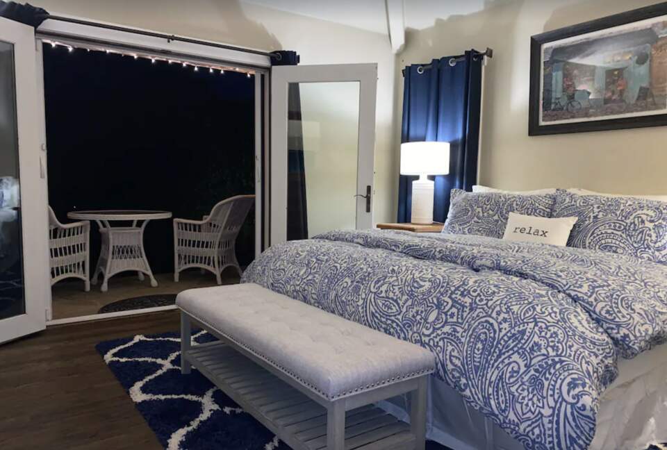 Master bedroom with French doors