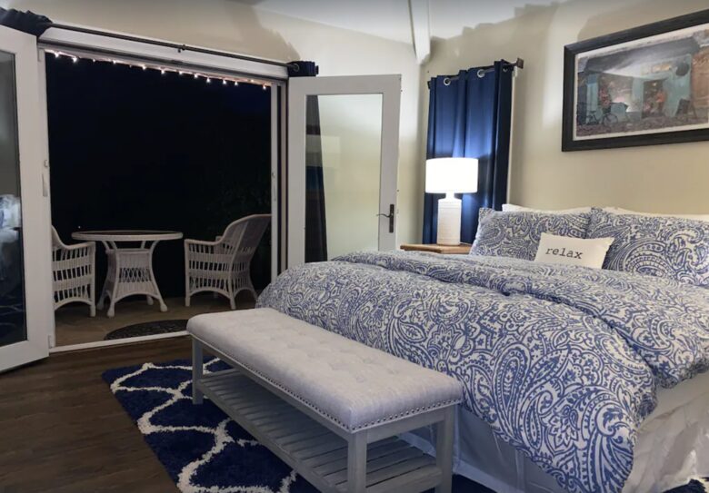 Master bedroom with French doors