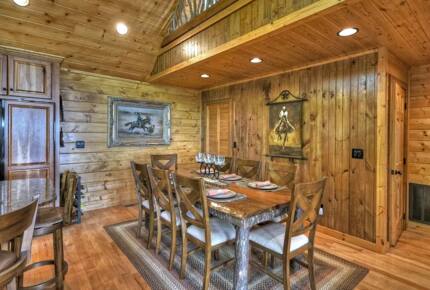 Home Exchange in Mineral Bluff, GA, kitchen and dining space