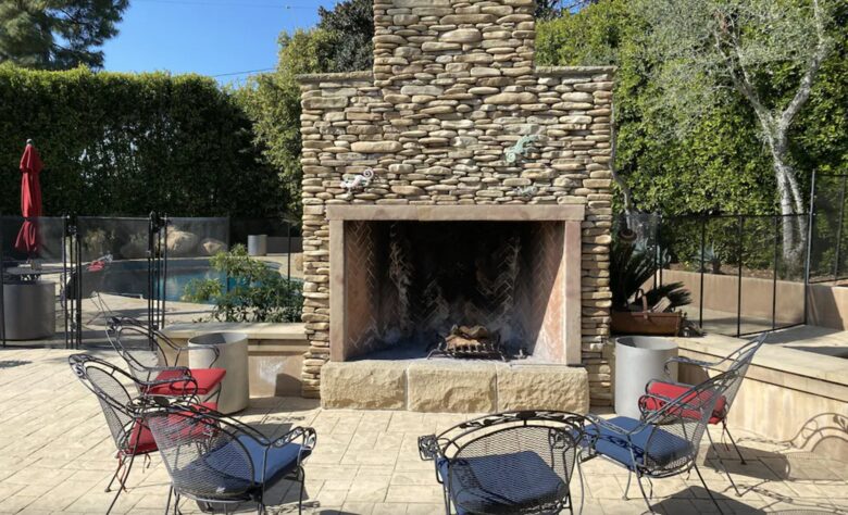 Massive outdoor fireplace