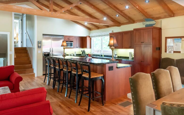 Open kitchen with top-notch appliances