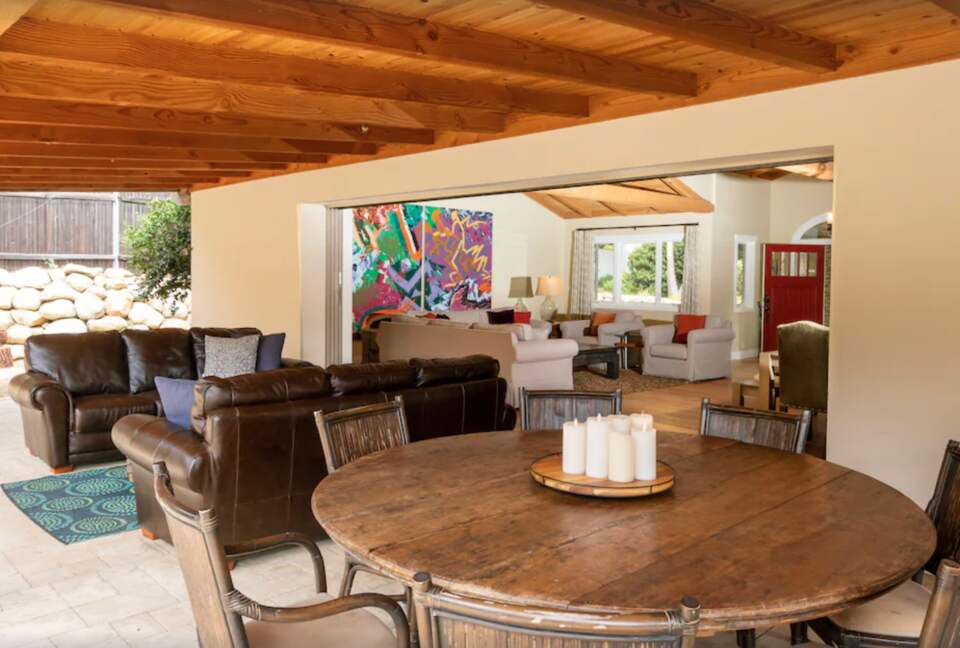 Huge expandable doors to the backyard and outdoor seating