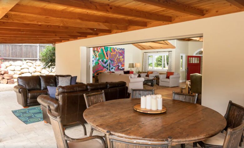 Huge expandable doors to the backyard and outdoor seating